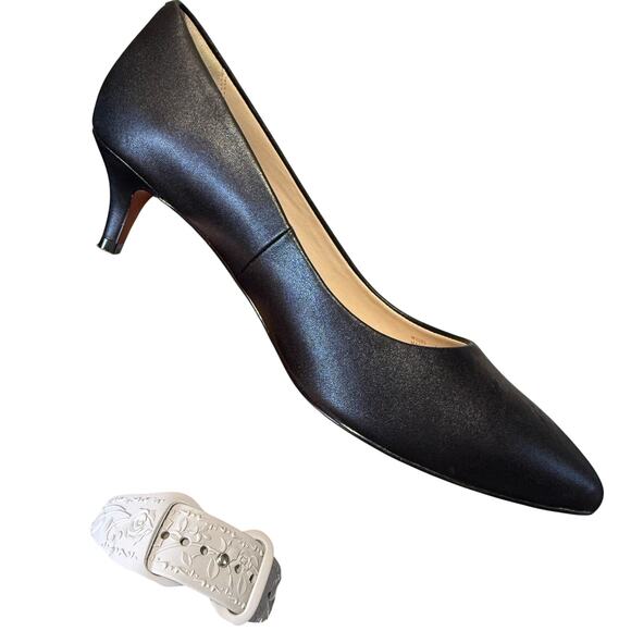 Cole Haan Navy Blue Kitten Heel Pumps Leather Size 8.5 - Picture 1 of 10